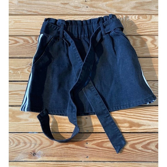 NWT Mustard Seed Stripe Side Denim Skirt Size Small Women’s Black Tie Waist - Picture 1 of 7